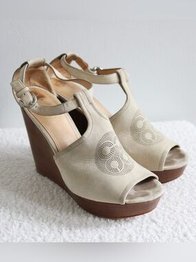 Y2K Vintage Coach Suede Platform Juday Wedges Size 8.5